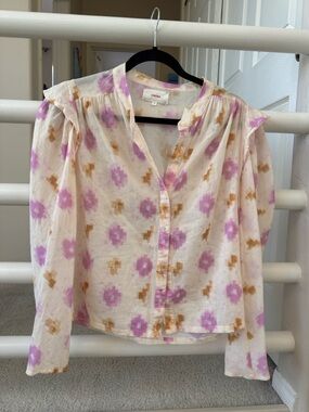 XiRENA Cream blouse with pink and tan floral print